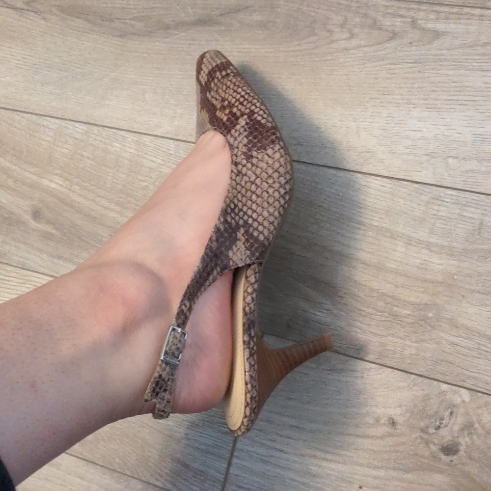 Calvin Klein Slingbacks w/snakeskin print NEVER WORN